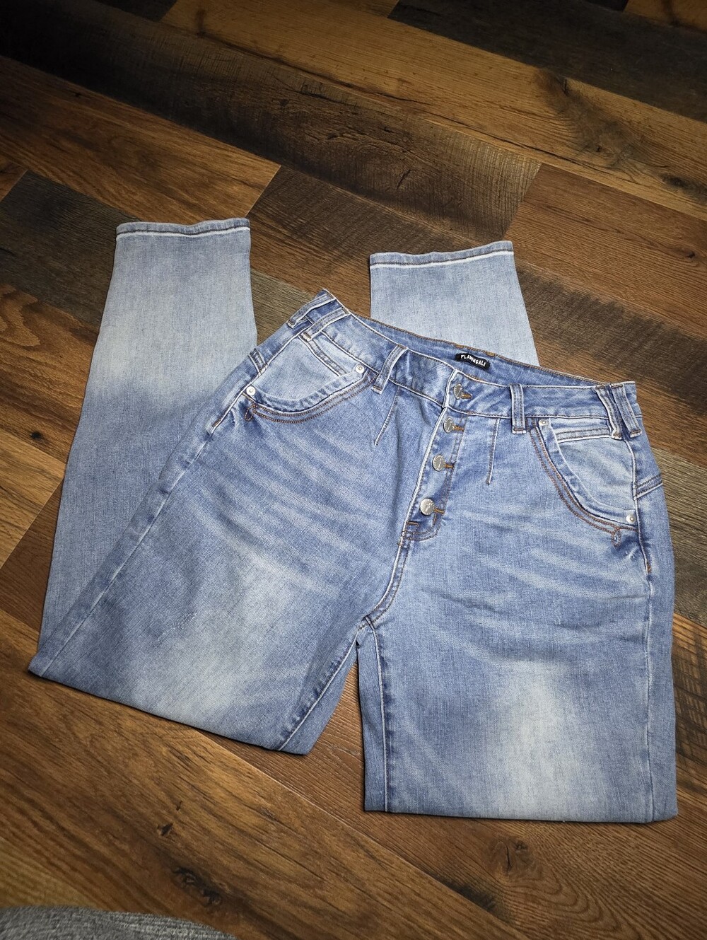 Flamingals Light Blue Women's Button-Fly Jeans